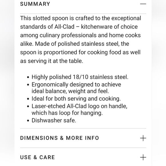 All-Clad Cook & Serve Stainless Steel 9.5" Slotted Spoon - Picture 6 of 8